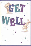 Brimming with playful optimism, this cheerful get well card is a perfect way to send comfort and joy through Chiswick. An endearing teddy bear with warm, fluffy fur nestles atop the large, vibrant letters spelling 'GET,' while a joyful puppy rests beside 'WELL,' each character depicted with expressive, caring faces. The bold text in shades of indigo and turquoise stands out against an inviting cream-white background, radiating positivity. Stars in hues of blue and purple twinkle around the scene, adding a whimsical touch reminiscent of a stroll through Chiswick's leafy parks. The illustrated textures are richly detailed-the bear plush and huggable, the puppy's floppy ears velvety soft-evoking the comfort of a supportive embrace. The overall design mirrors the uplifting care found in every Chiswick Flowers bouquet, prepared fresh and delivered promptly across the neighbourhood. Perfect for conveying warmth and encouragement, this card sends heartfelt wishes that brighten any recovery journey.